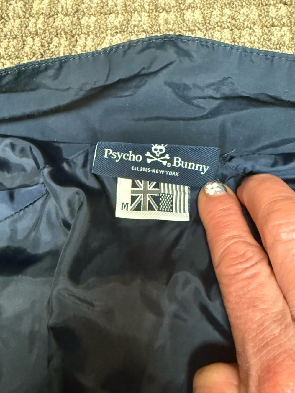 Psycho Bunny mens' Navy & Neon Yellow Windbreaker Jacket - Picture 6 of 7